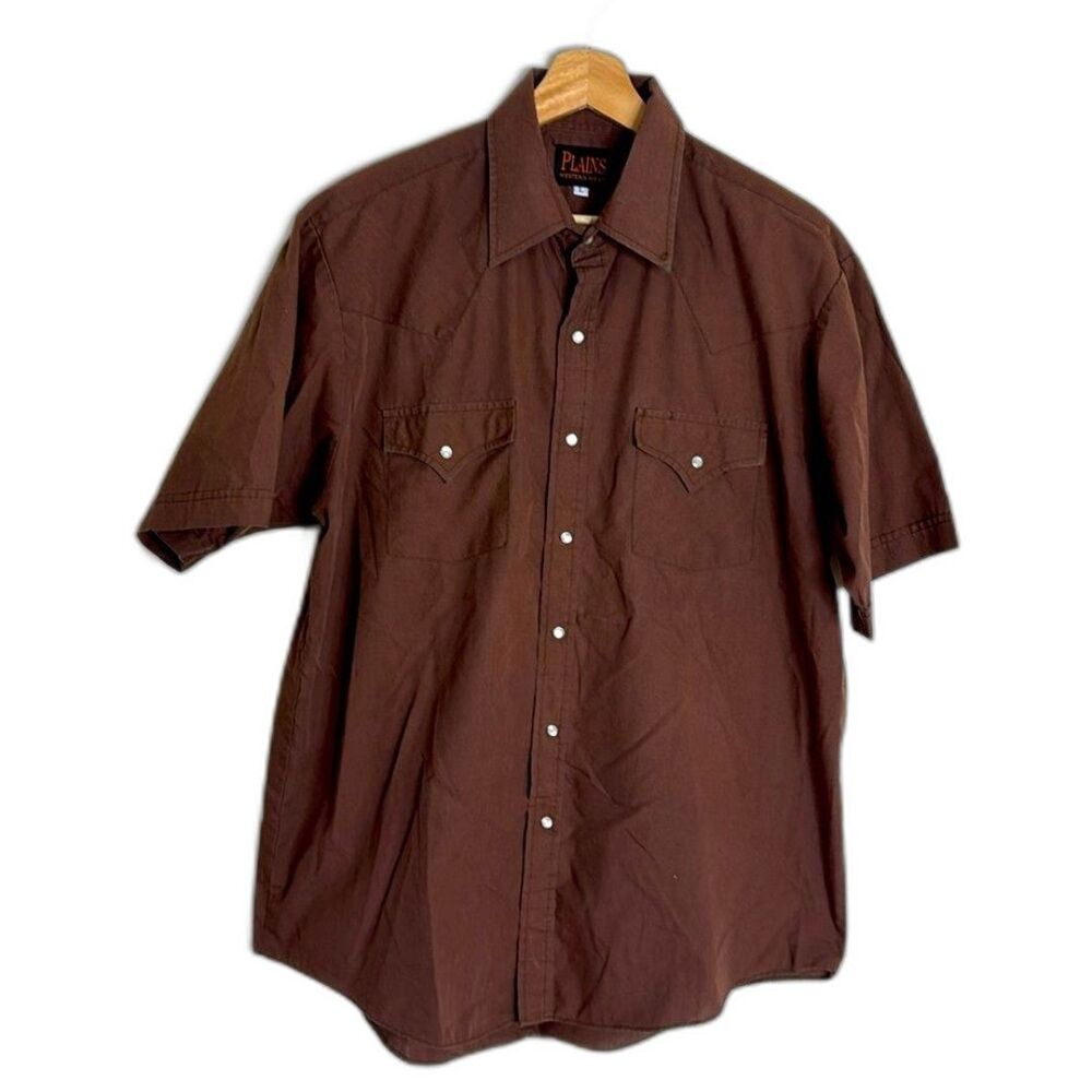 Vtg plains western wear men’s pearl snap shirt with short sleeves size large